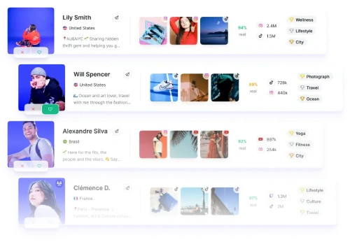 Illustration de la fonctionnalité de recherche de la plateforme de marketing Upfluence
