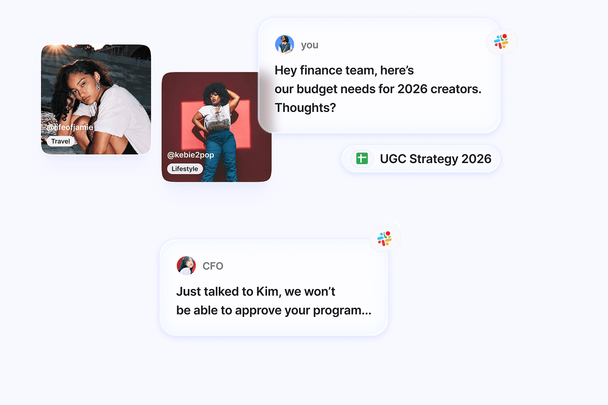 Illustration of a discussion between you and your Finance team, always going back and forth on budget because of all the technicalities involved in paying creators manually from wire transfer