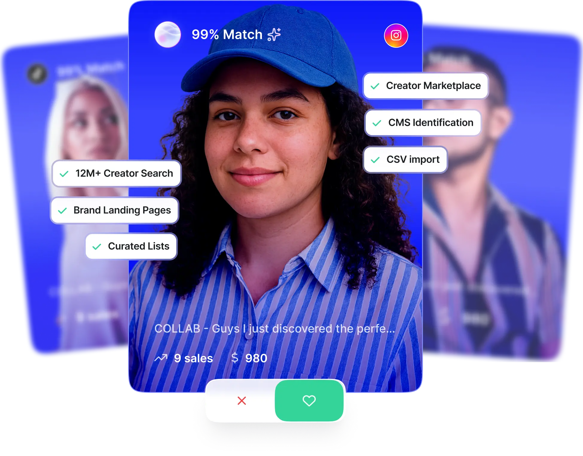 Upfluence Search illustration: 3 perfect creator profiles